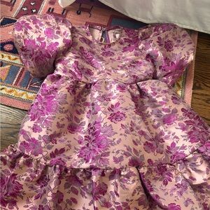 Anthropologie Pink Floral Mini Dress